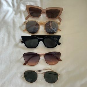 All 5 sunglasses mix of brands (madewell, target, forever 21, Amazon)